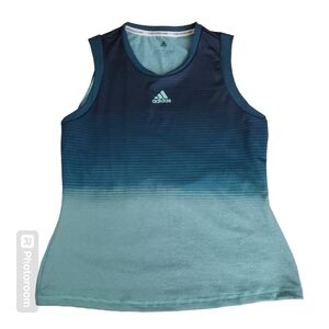 Adidas Parley Tennis Tank Teal/Mint Stripe Ombre NWOT Size L
